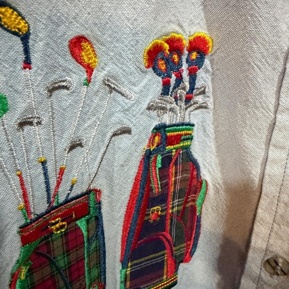 Casey Coleman Embroidered Plaid Golf‎ Bags Shirt Women's L? Long Sleeve